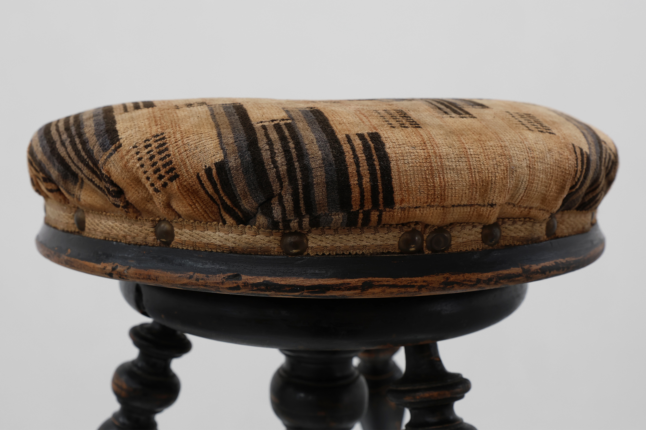 Art Deco adjustable piano stool with original upholstery, France 1920sthumbnail